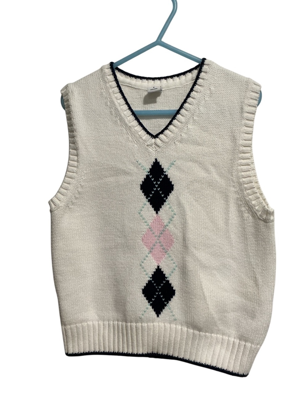 Janie and Jack Boysβ White Argyle Knit Sweater V-neck